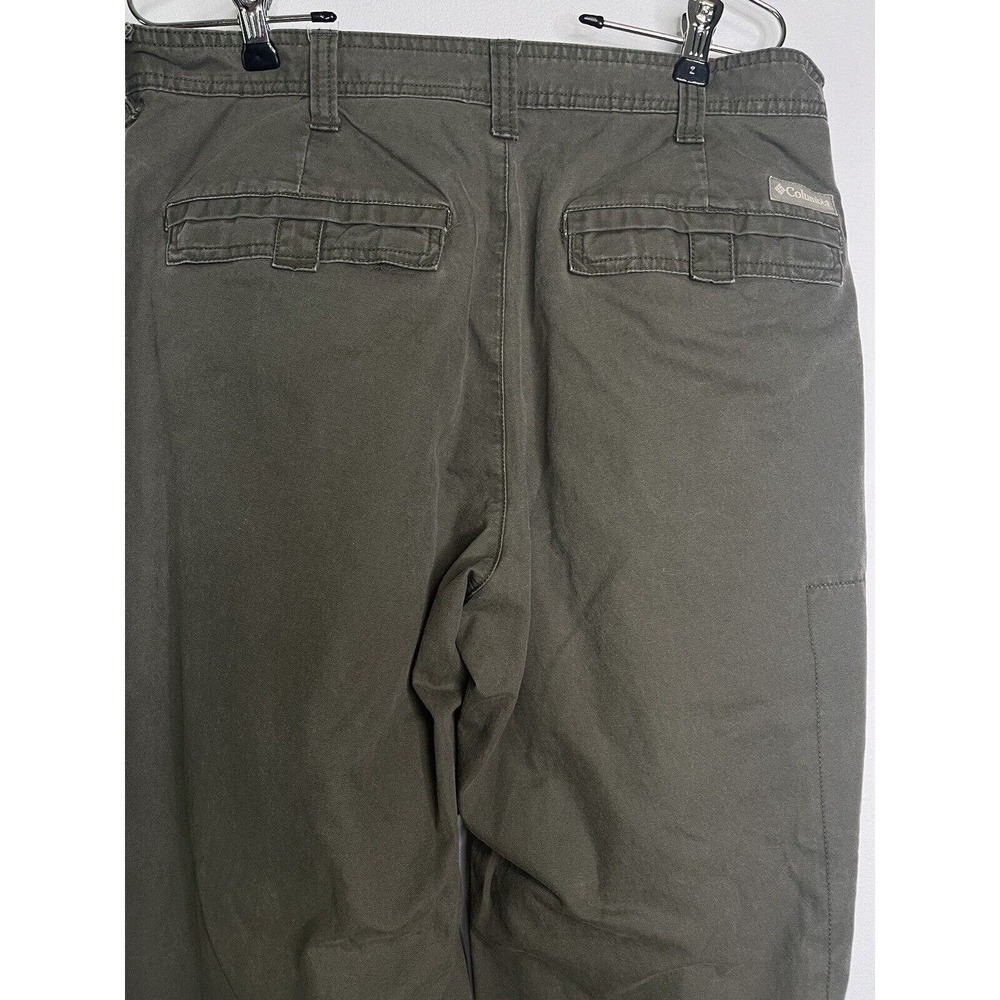 Columbia Cargo Pants Work Sz 32 Zipper Side Pockets Army Green - Picture 7 of 9